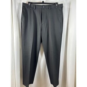 Haggar Cool 18 Pro Mens Dress Pants 38x30 Black Classic Fit Flat Front Slacks